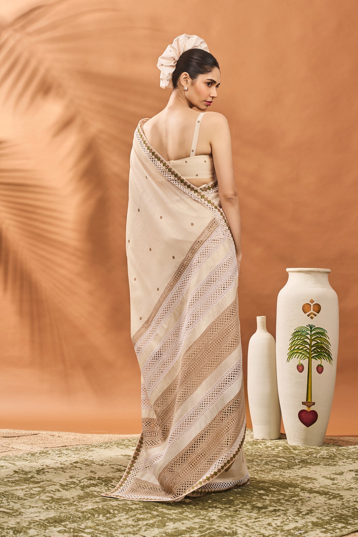 IVORY TREE OF HEARTS SAREE