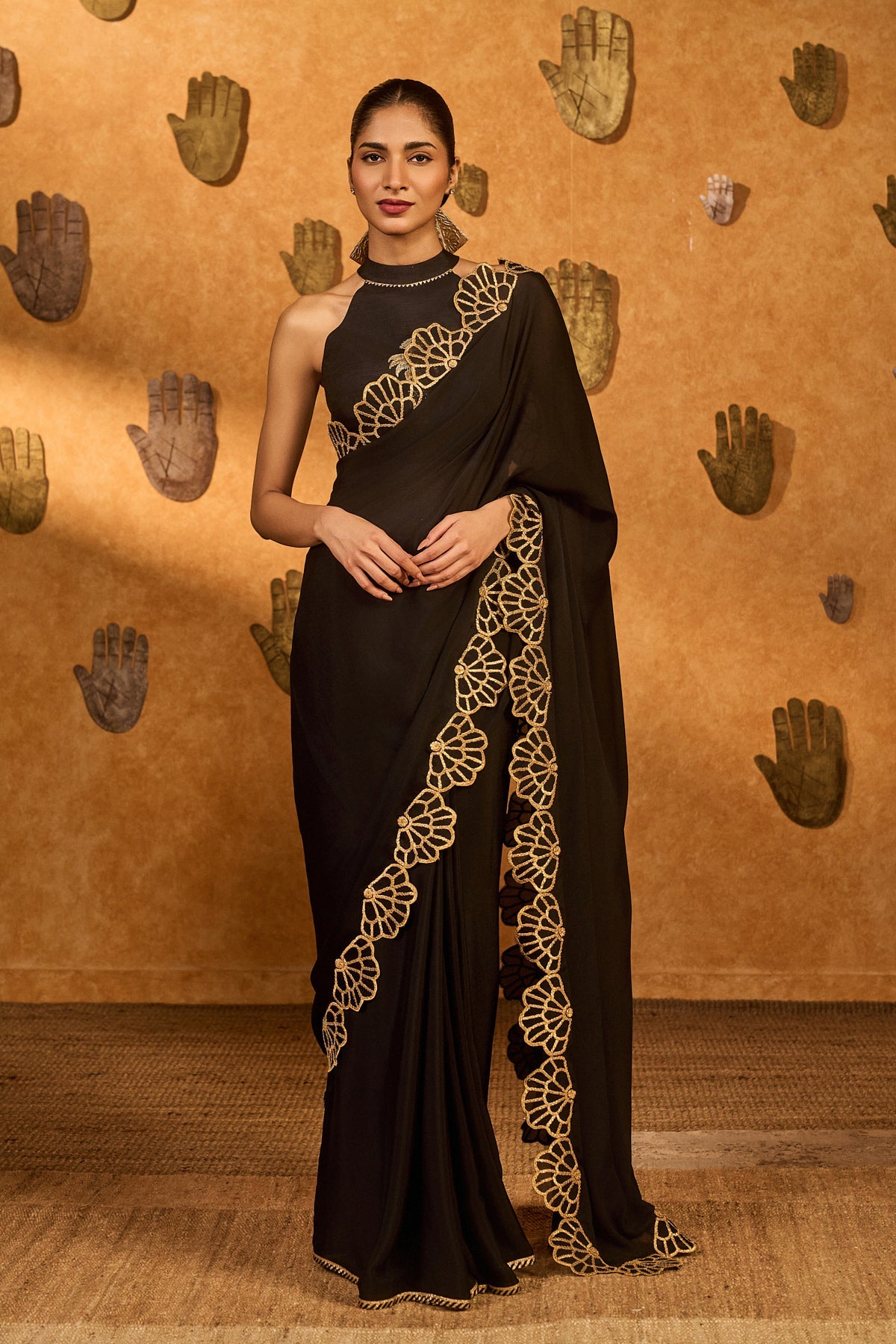 Black Windrose Saree