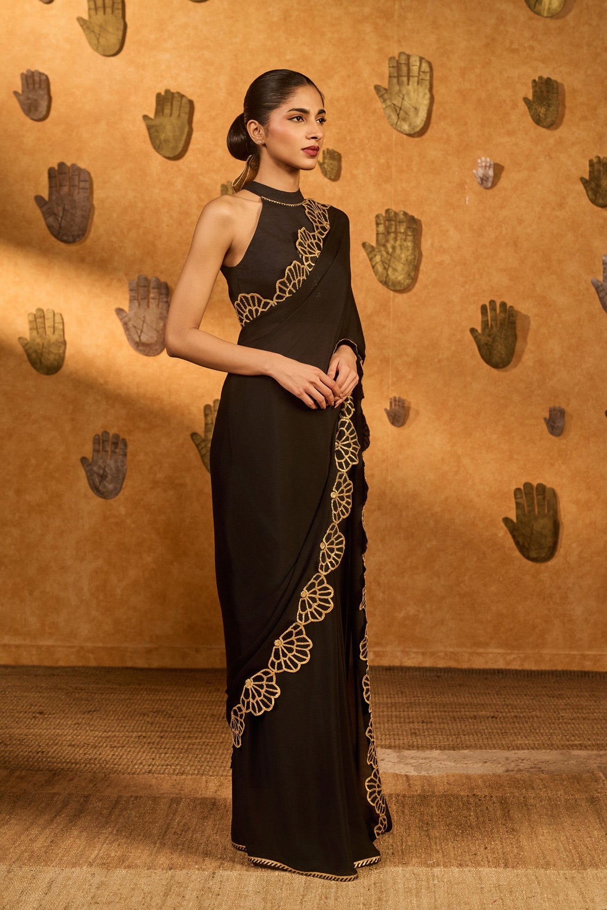 Black Windrose Saree