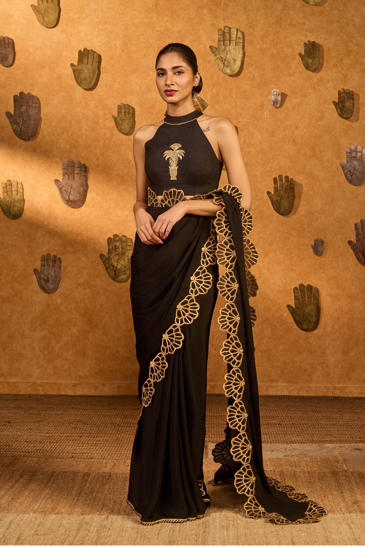 Black Windrose Saree