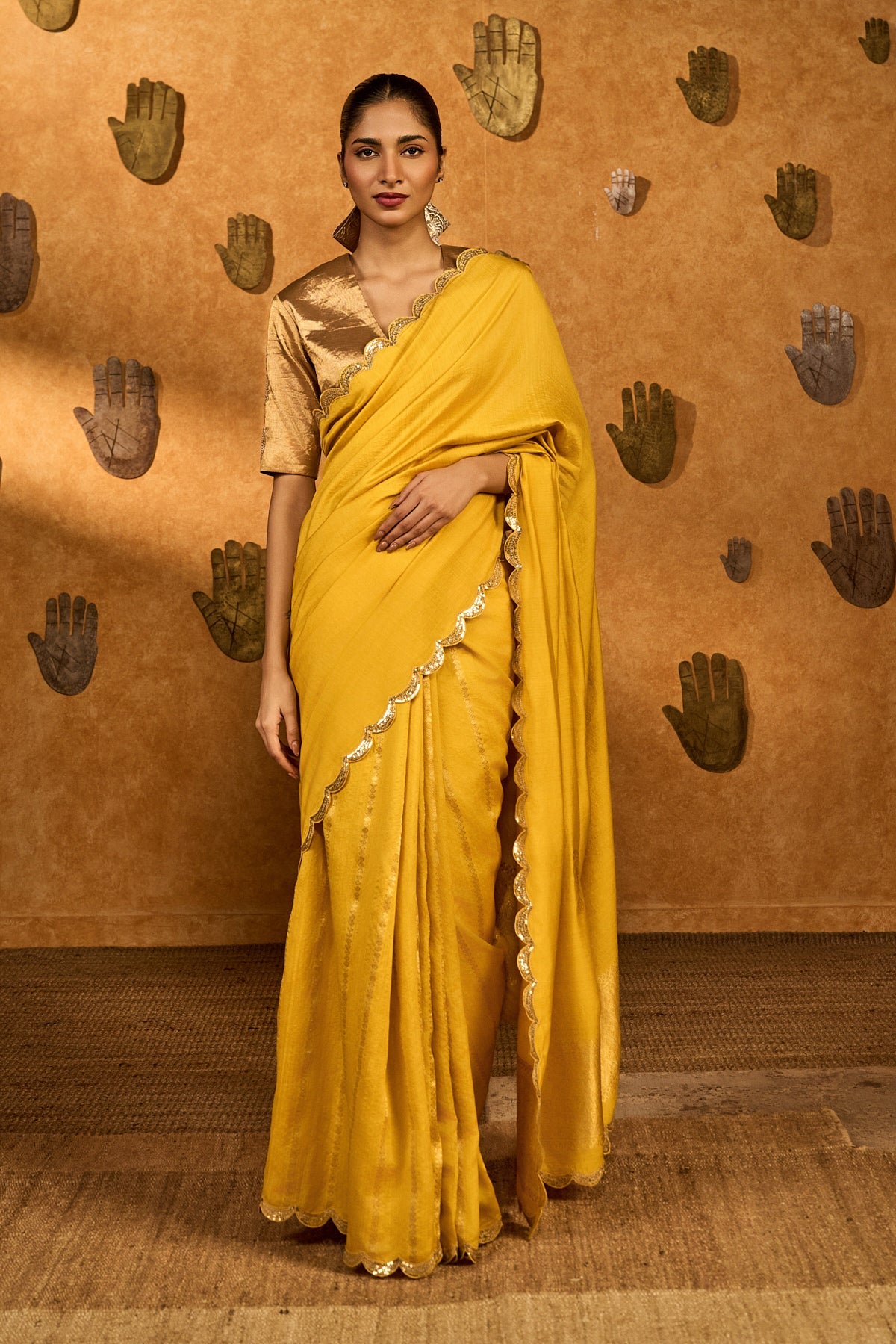Yellow Bird Tales Saree