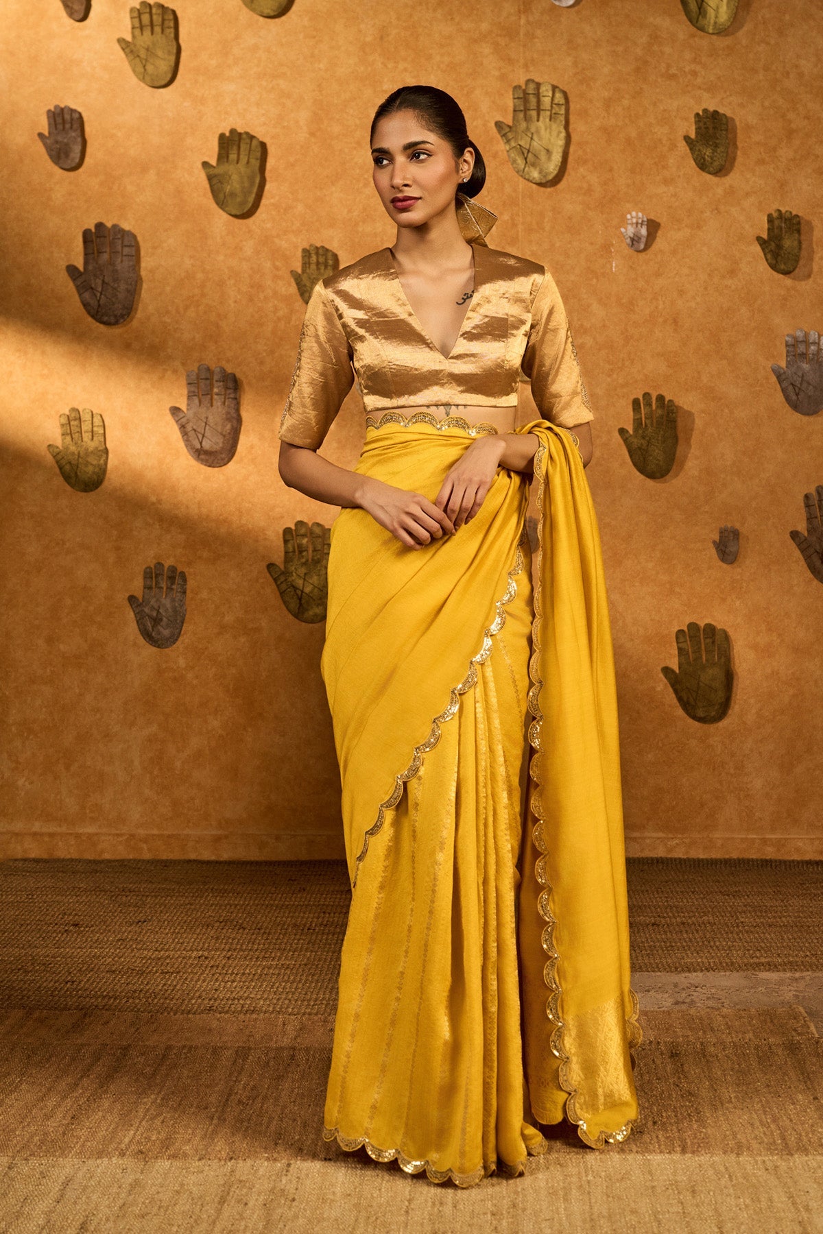 Yellow Bird Tales Saree