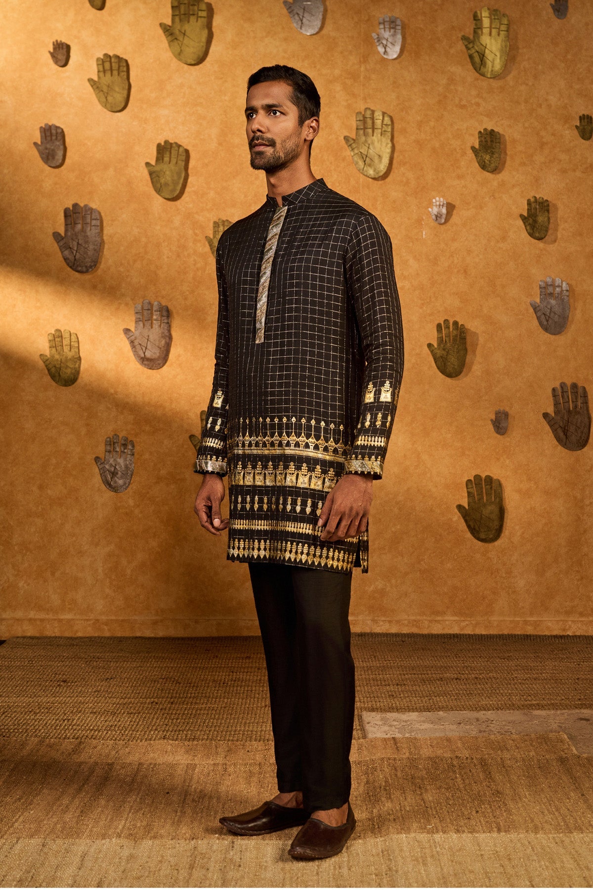 Black Midas Touch Menswear Kurta Set