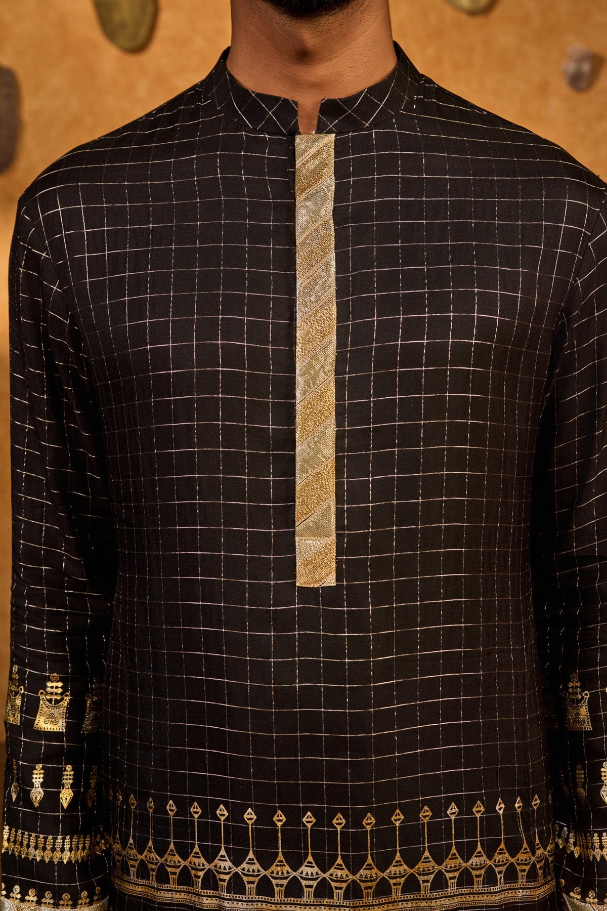 Black Midas Touch Menswear Kurta Set