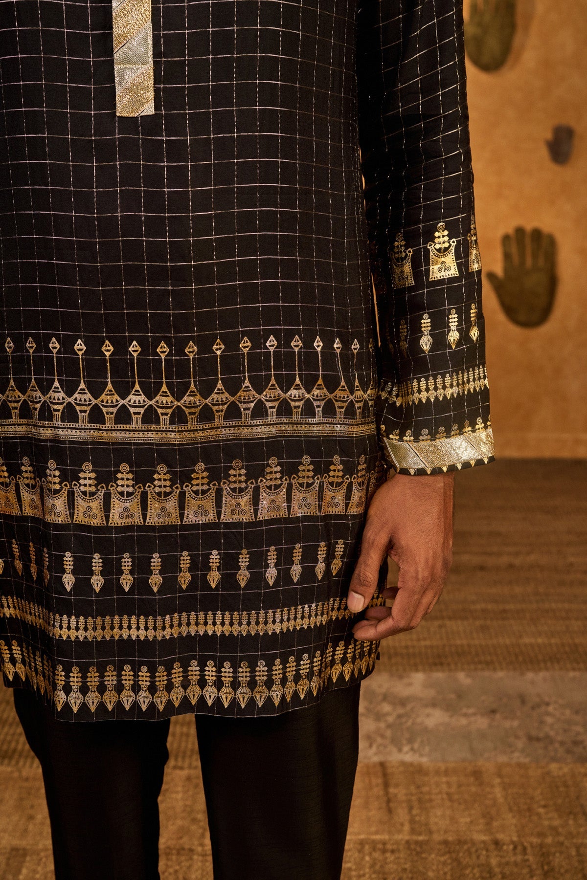 Black Midas Touch Menswear Kurta Set