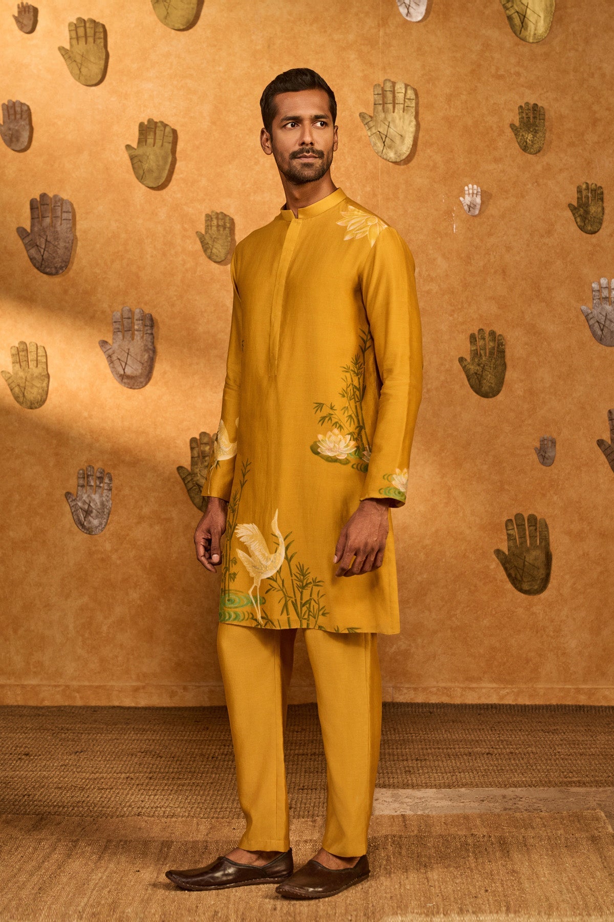 Ochre Bamboo Grove Menswear Kurta Set