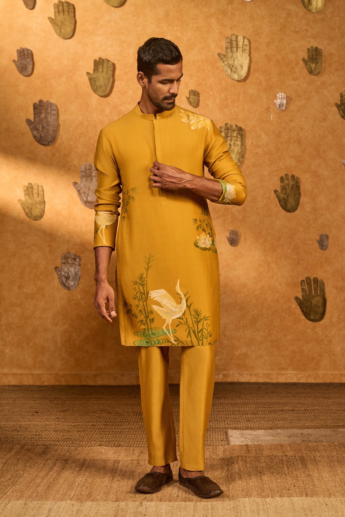Ochre Bamboo Grove Menswear Kurta Set
