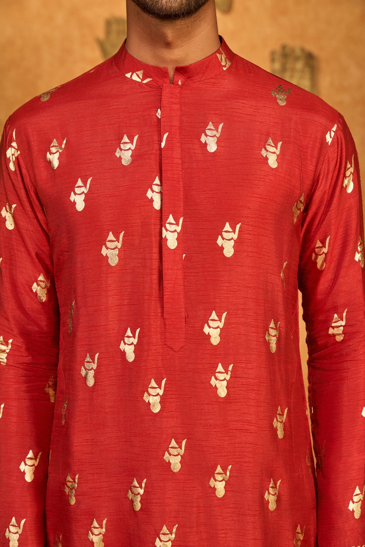 Red Whispering Leaf Kurta Set