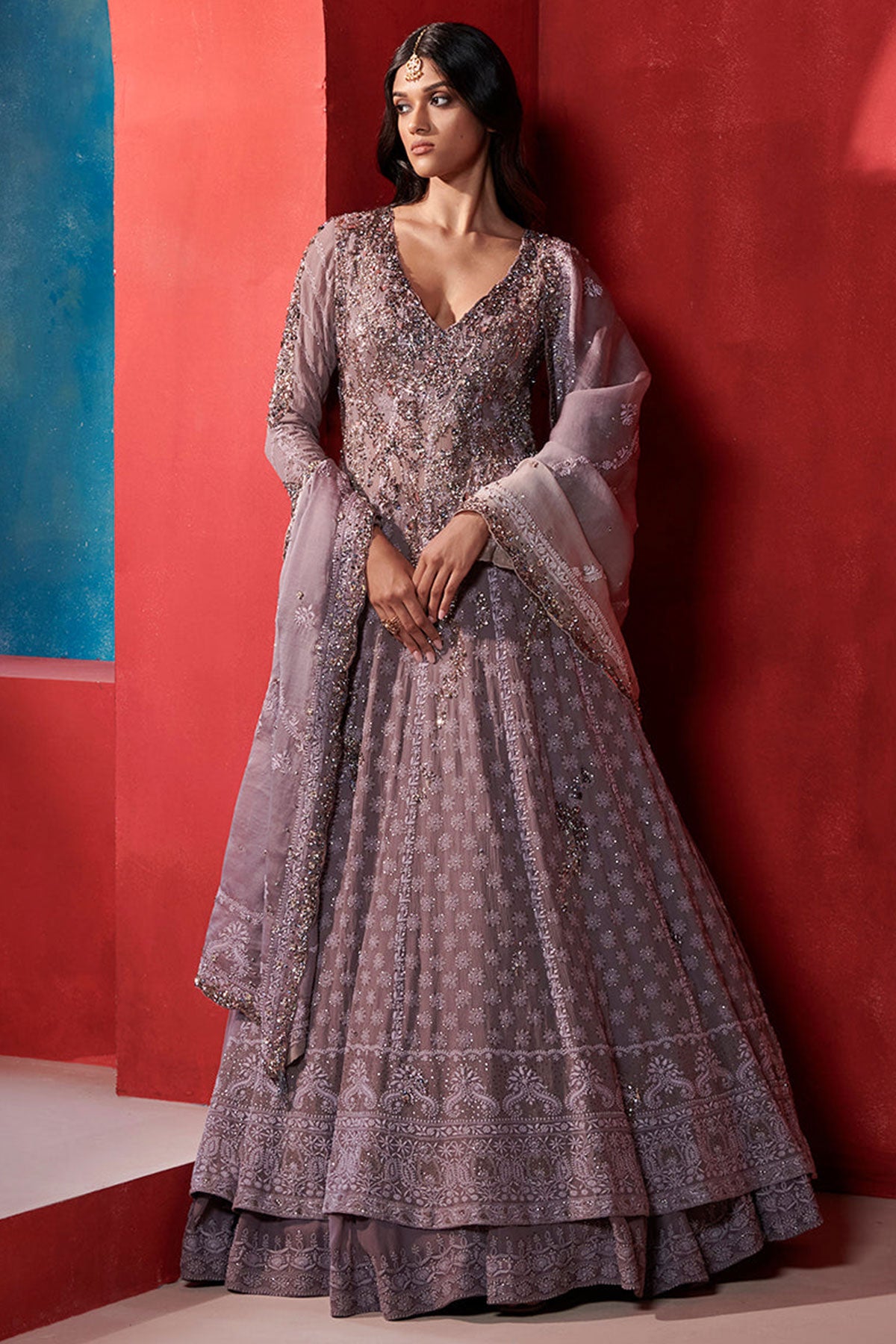 "Anya" Chikankari Kalidar Kurta And Lehenga Set