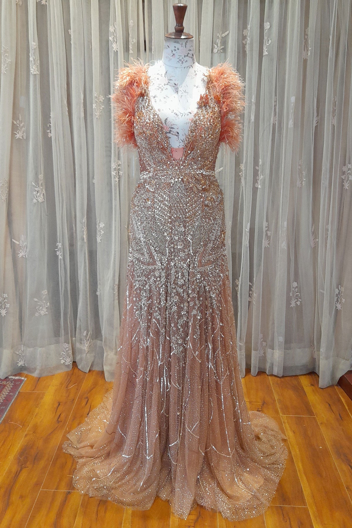 Shimmer Tulle Fitted Bridal Gown Shimmer Tulle Fitted Bridal Gown