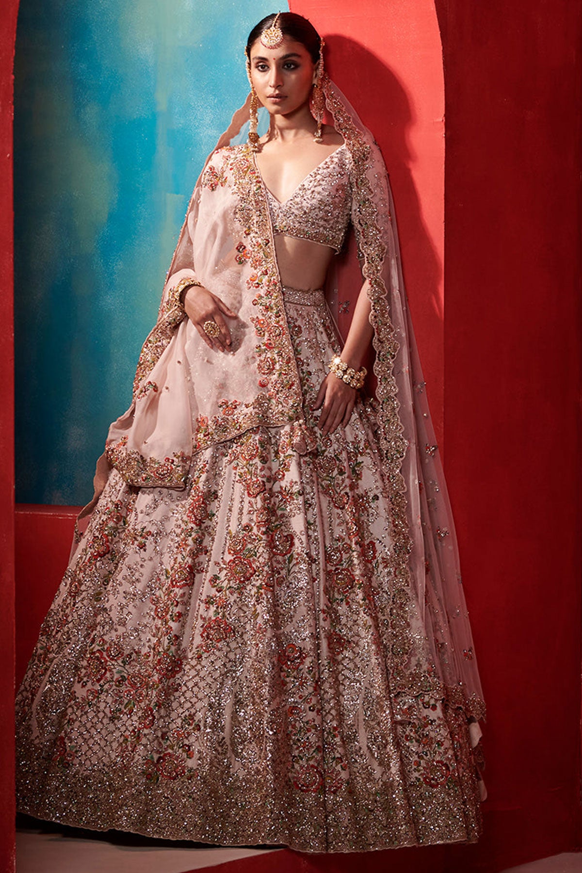 "Raya" Primrose Floral Tendril Bridal Lehenga Set
