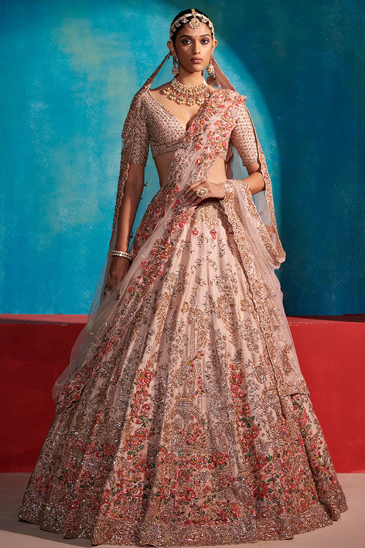 "Etta" Seashell Floral Garden Bridal Lehenga Set