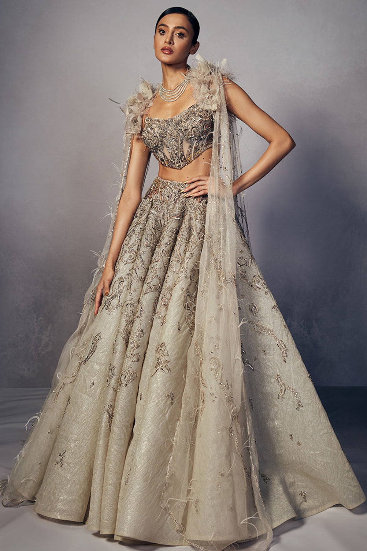 June Iridescent Skirt With Corset And Cape