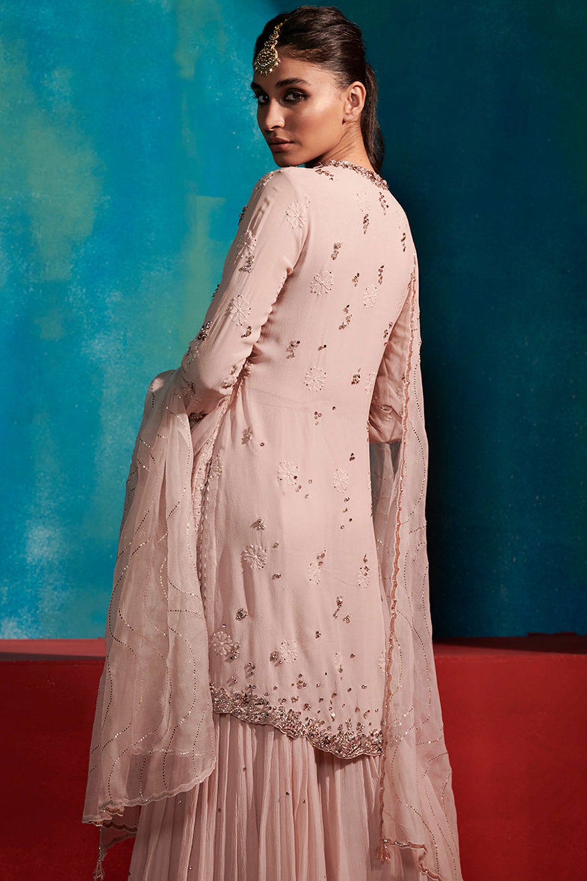 "Snow Rose" Kurta And Sharara Set