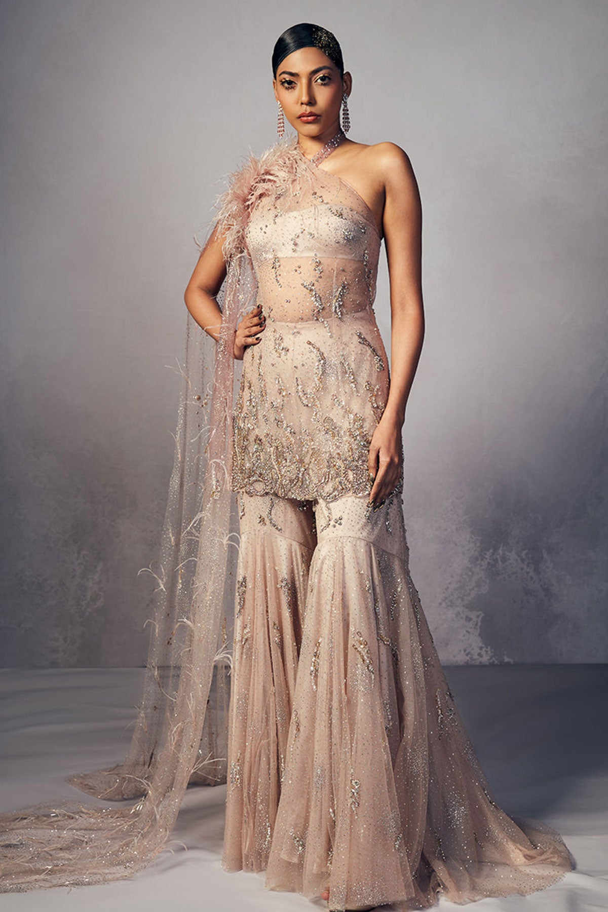 "Terri" Shimmer Tulle Sharara Suit Set