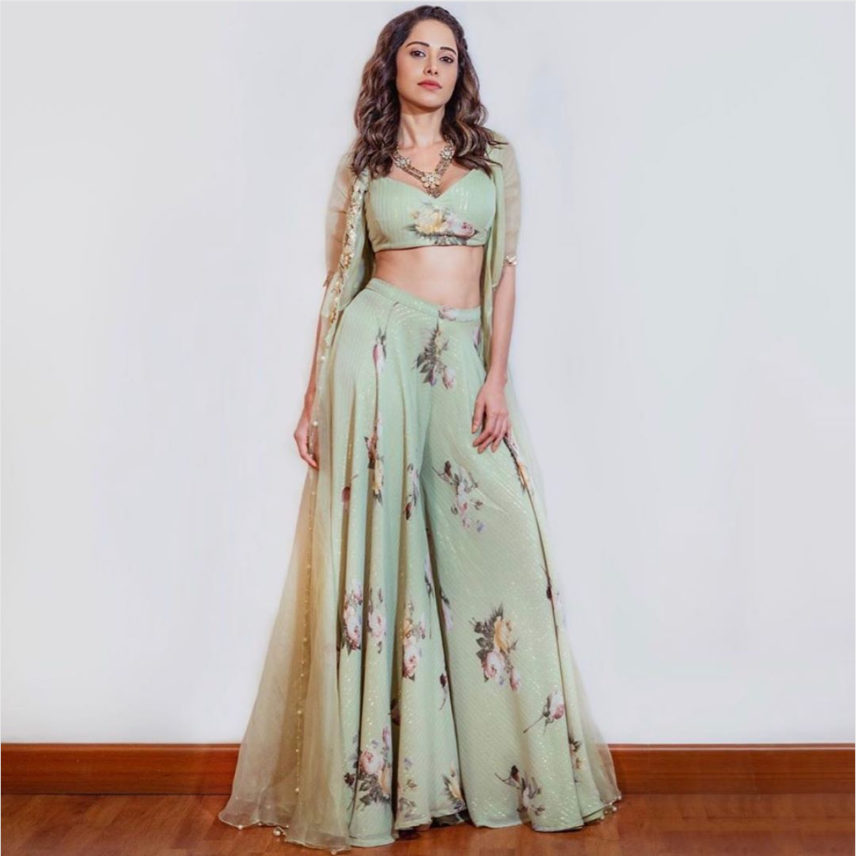 Nushrat Barucha In Serena Printed Top and Palazzo