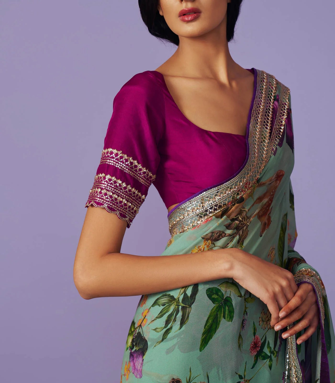 SEQUENCE BORDER SAREE SET