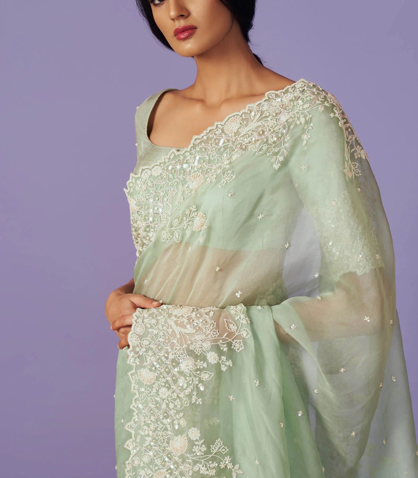 PEARL WORK SAREE SET