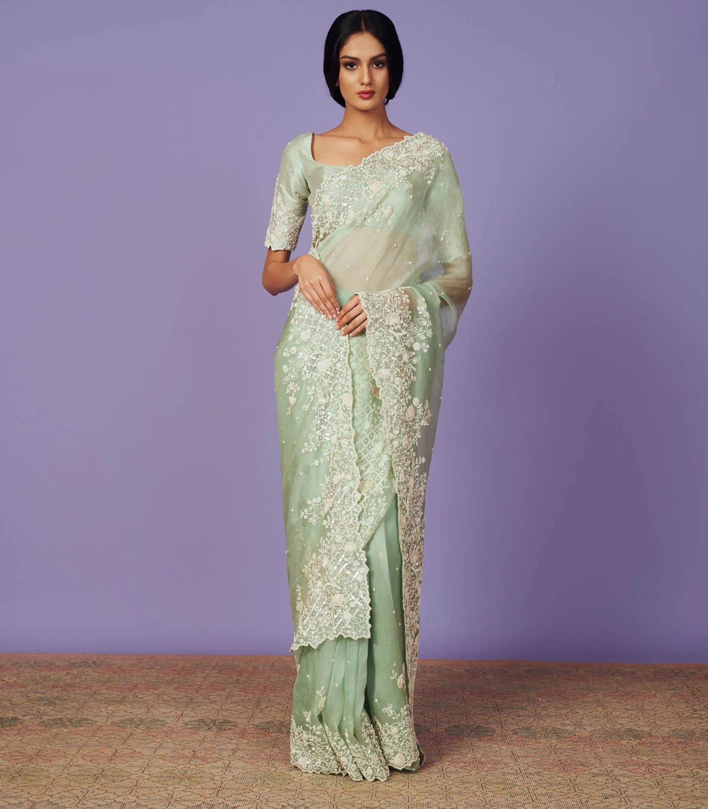 PEARL WORK SAREE SET