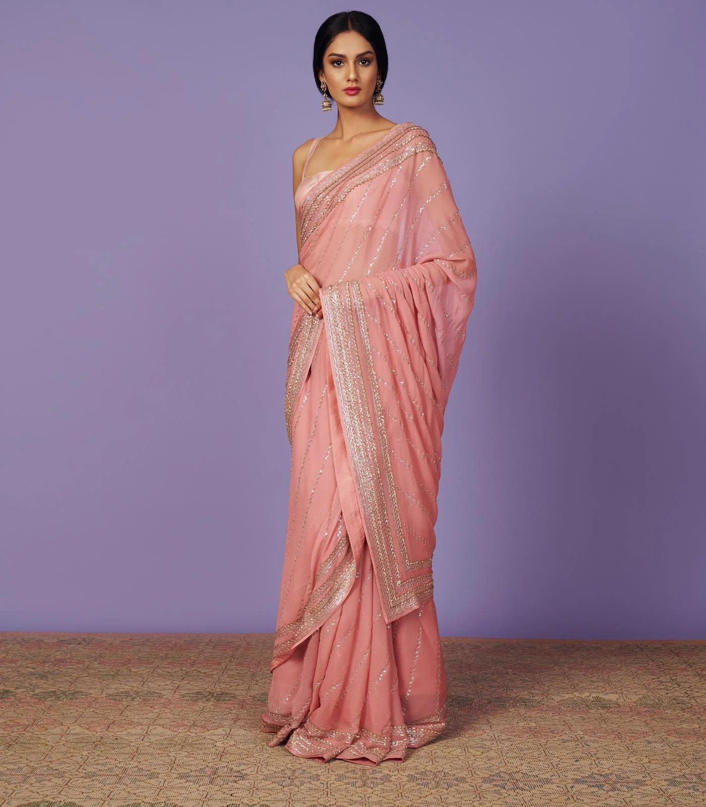 SEQUINS BORDER SAREE SET