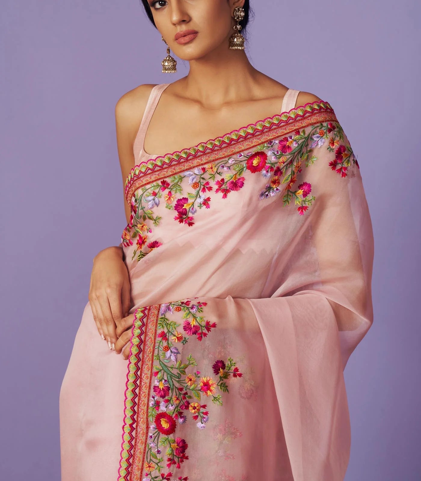 MULTI THREADWORK SAREE SET