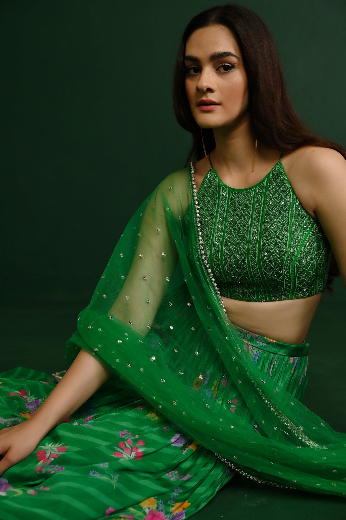 ADELE GEORGETTE EMB TOP SET