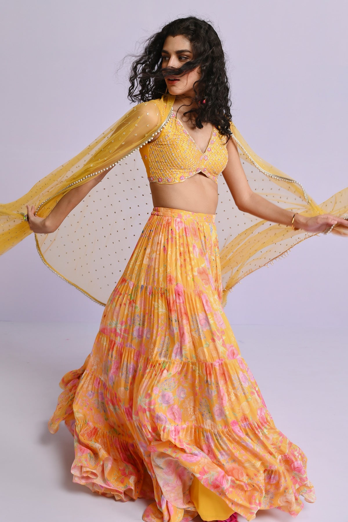 AMIRA GEORGETTE FRILL SET