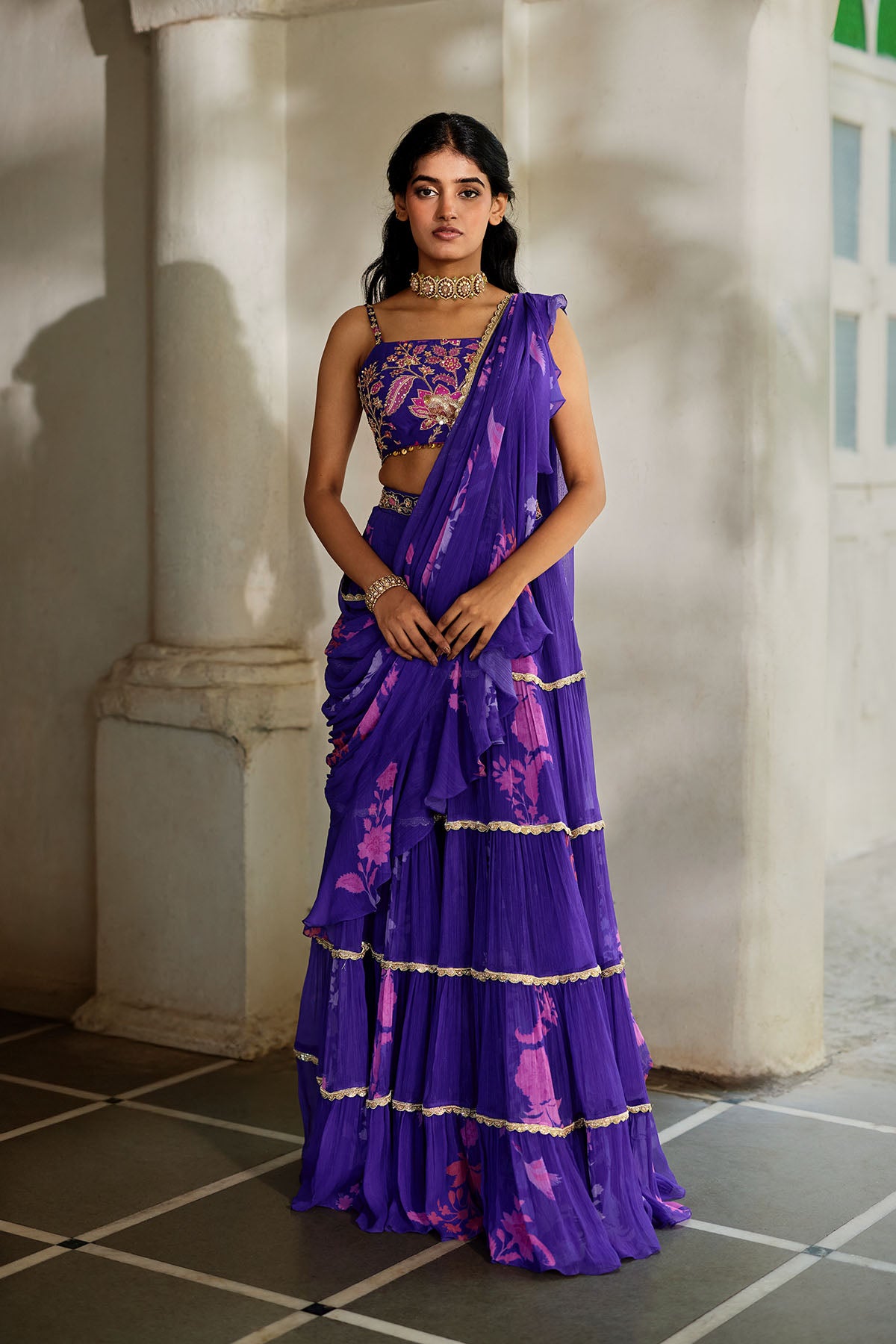 OPAL SAREE SET – GRAPE