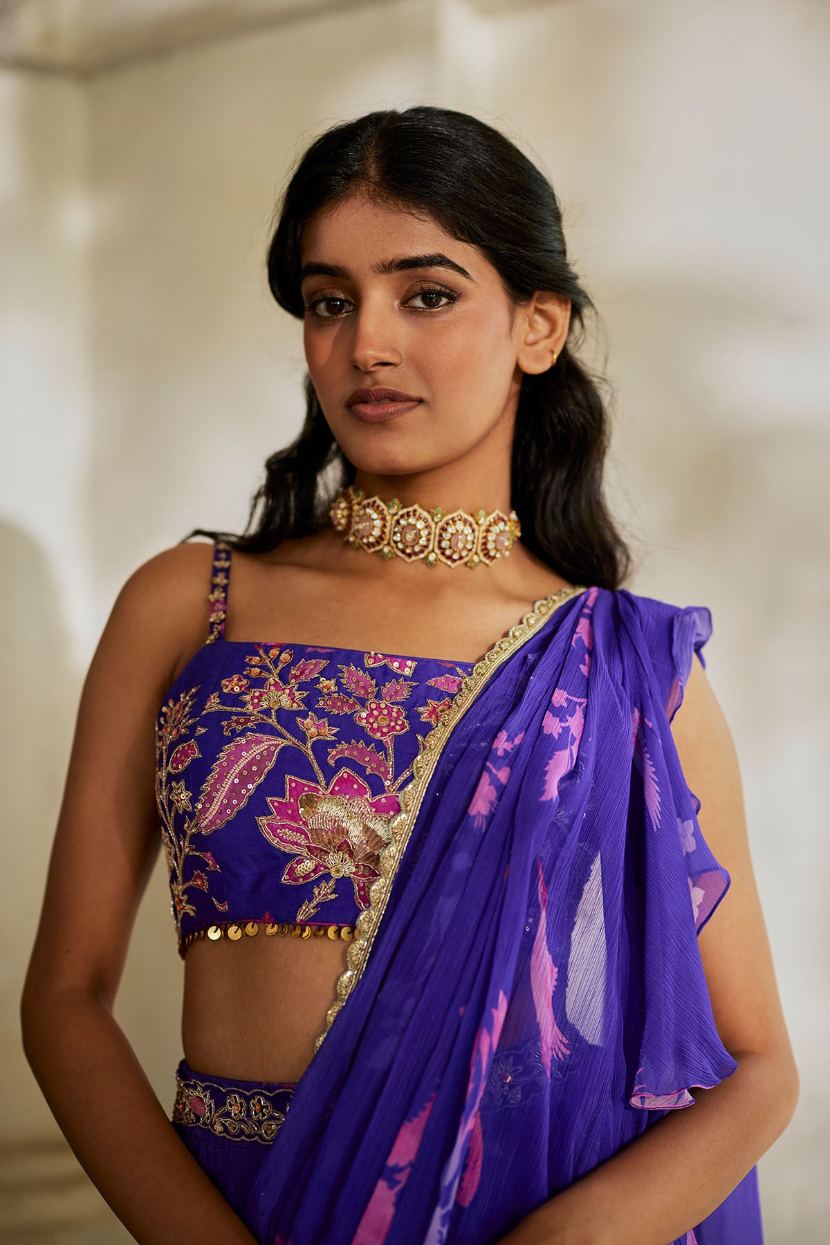 OPAL SAREE SET – GRAPE