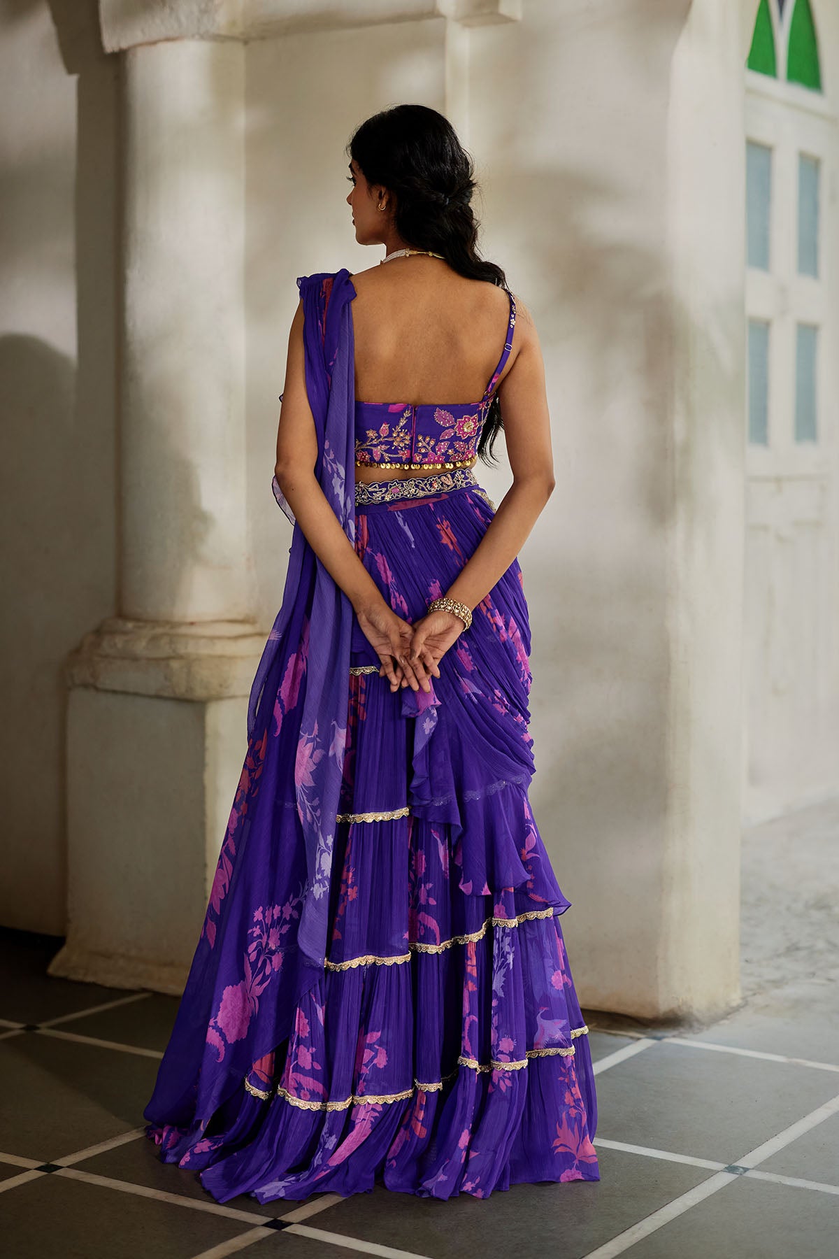 OPAL SAREE SET – GRAPE