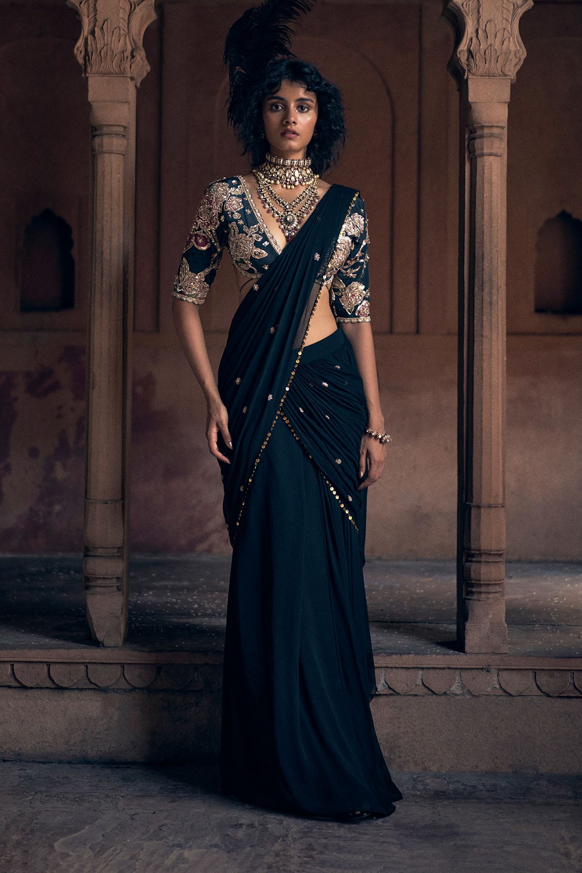 KAIA SAREE SET – BLACK