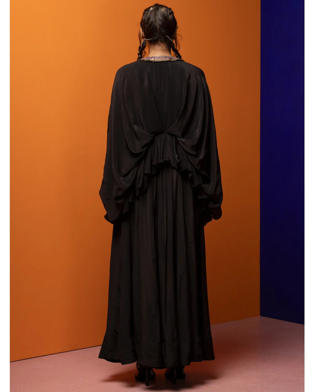 Black Drape Top And Pant Set