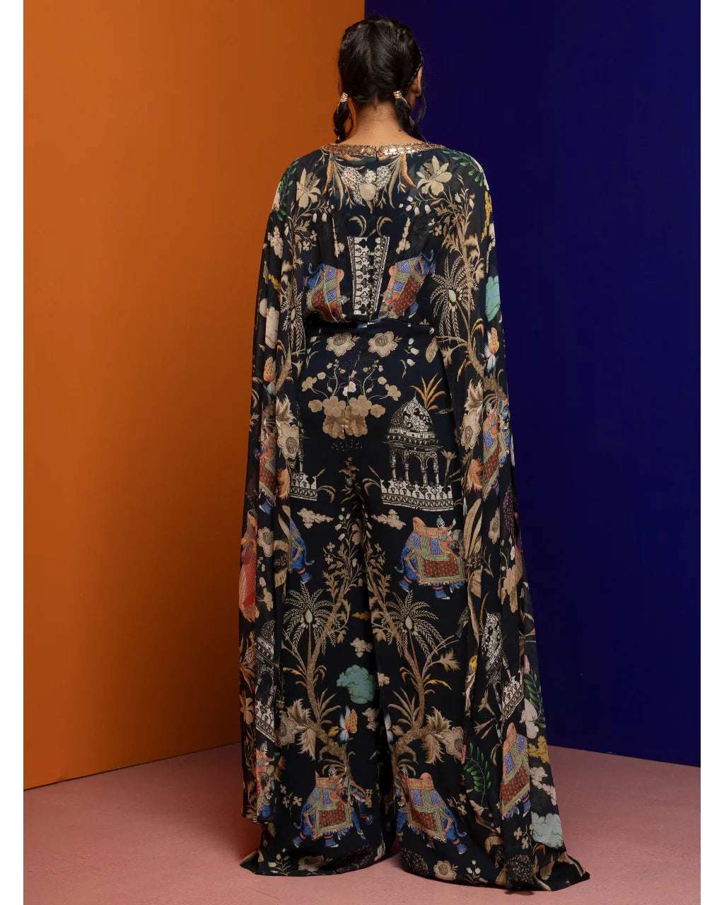 Black Printed Kaftan Jumpsuit