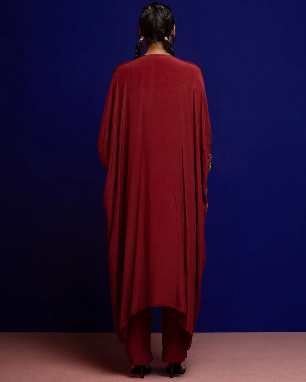 Plum Crepe Kaftan Kurta Set