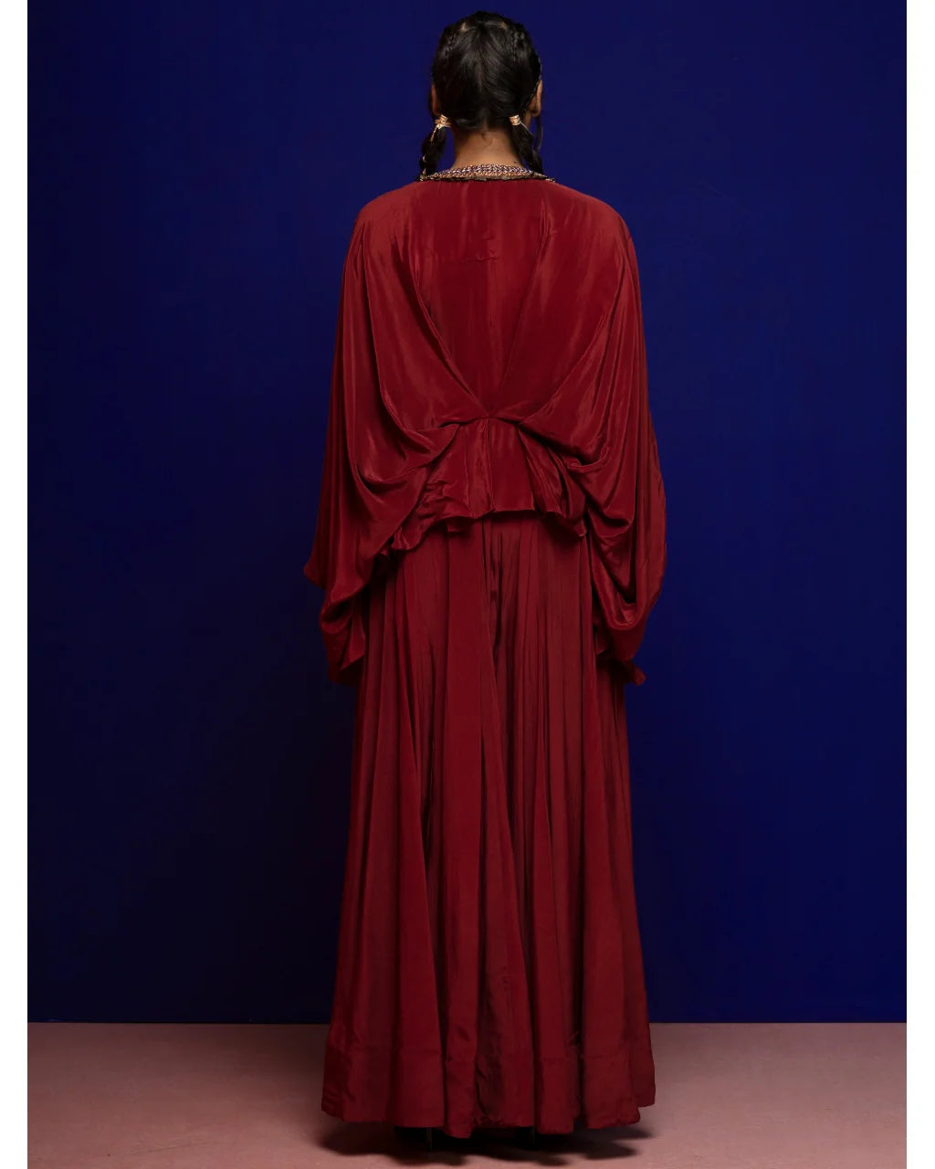 Plum Drape Top And Pant Set