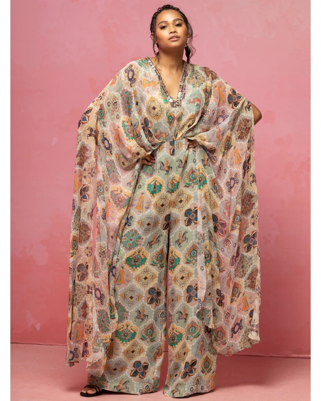 Pastel Printed Kaftan Jumpsuit