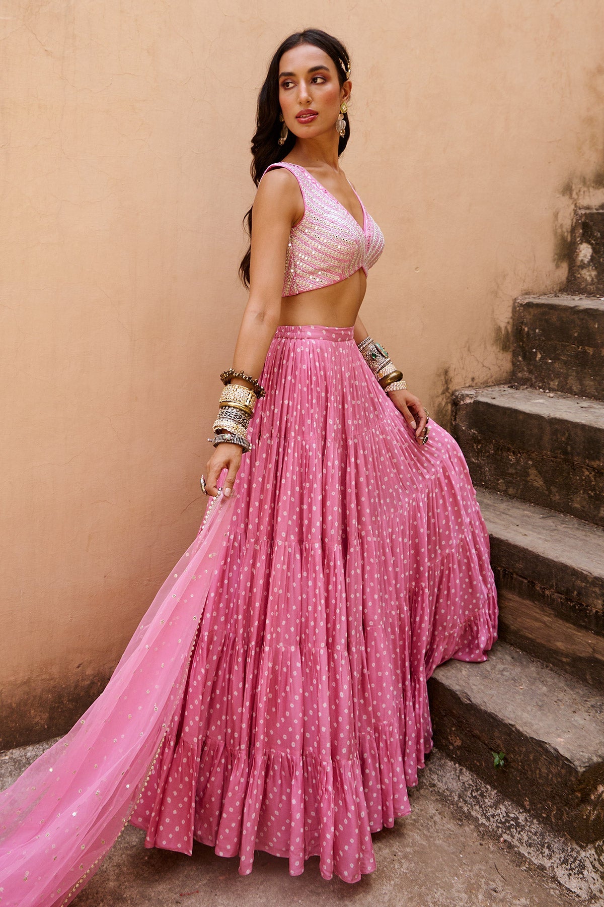 PALE PINK BANDHANI SET