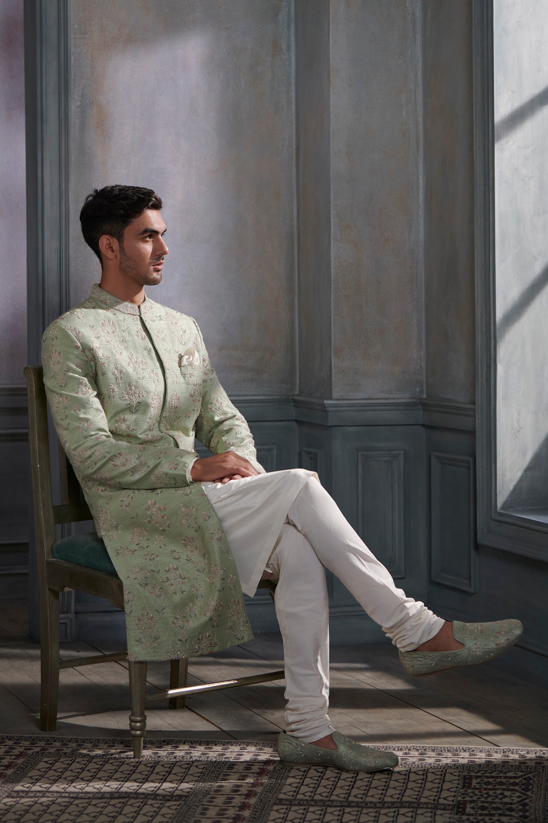 LINAY SHERWANI – SAGE GREEN