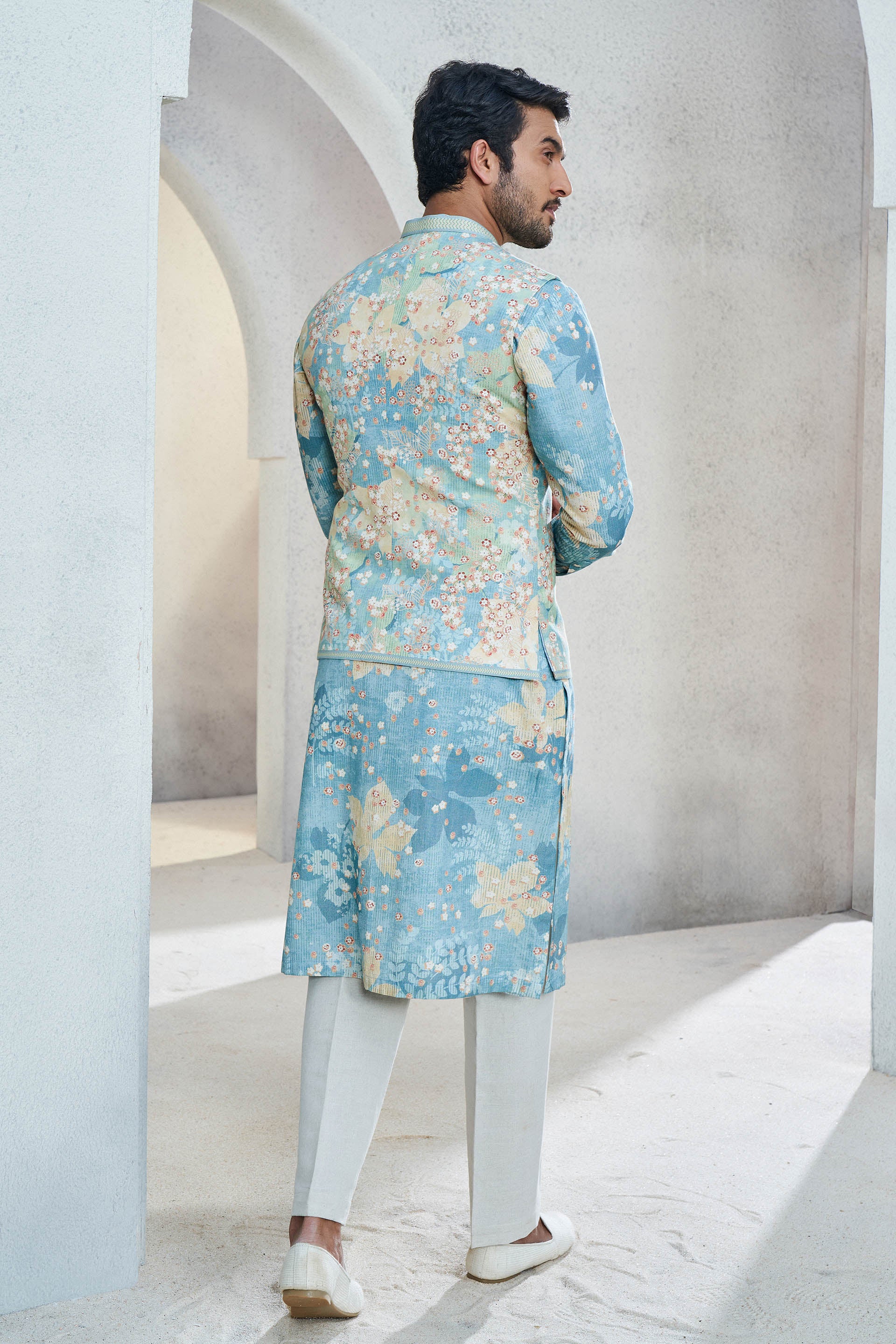 REVAAN NEHRU JACKET - POWDER BLUE