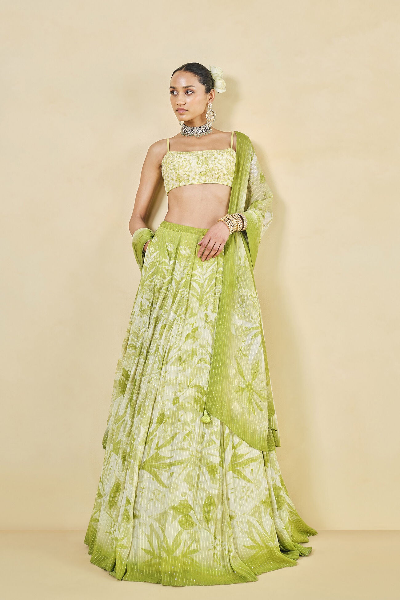 FROM THE TROPICS GEORGETTE LEHENGA - LIME