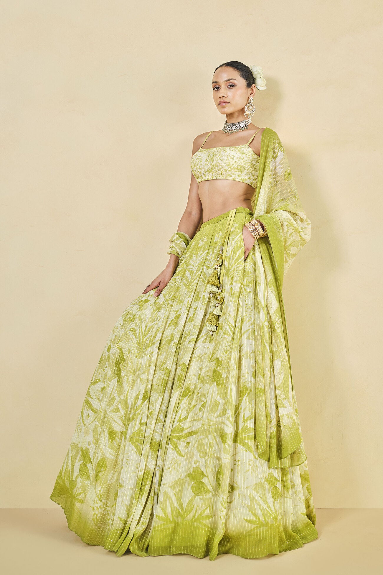 FROM THE TROPICS GEORGETTE LEHENGA - LIME