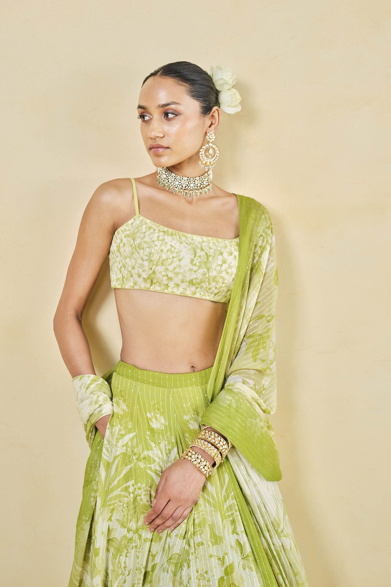 FROM THE TROPICS GEORGETTE LEHENGA - LIME