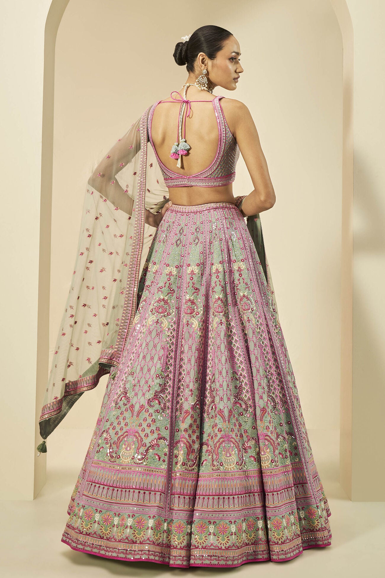 AASHIRYA EMBROIDERED LEHENGA SET - SAGE