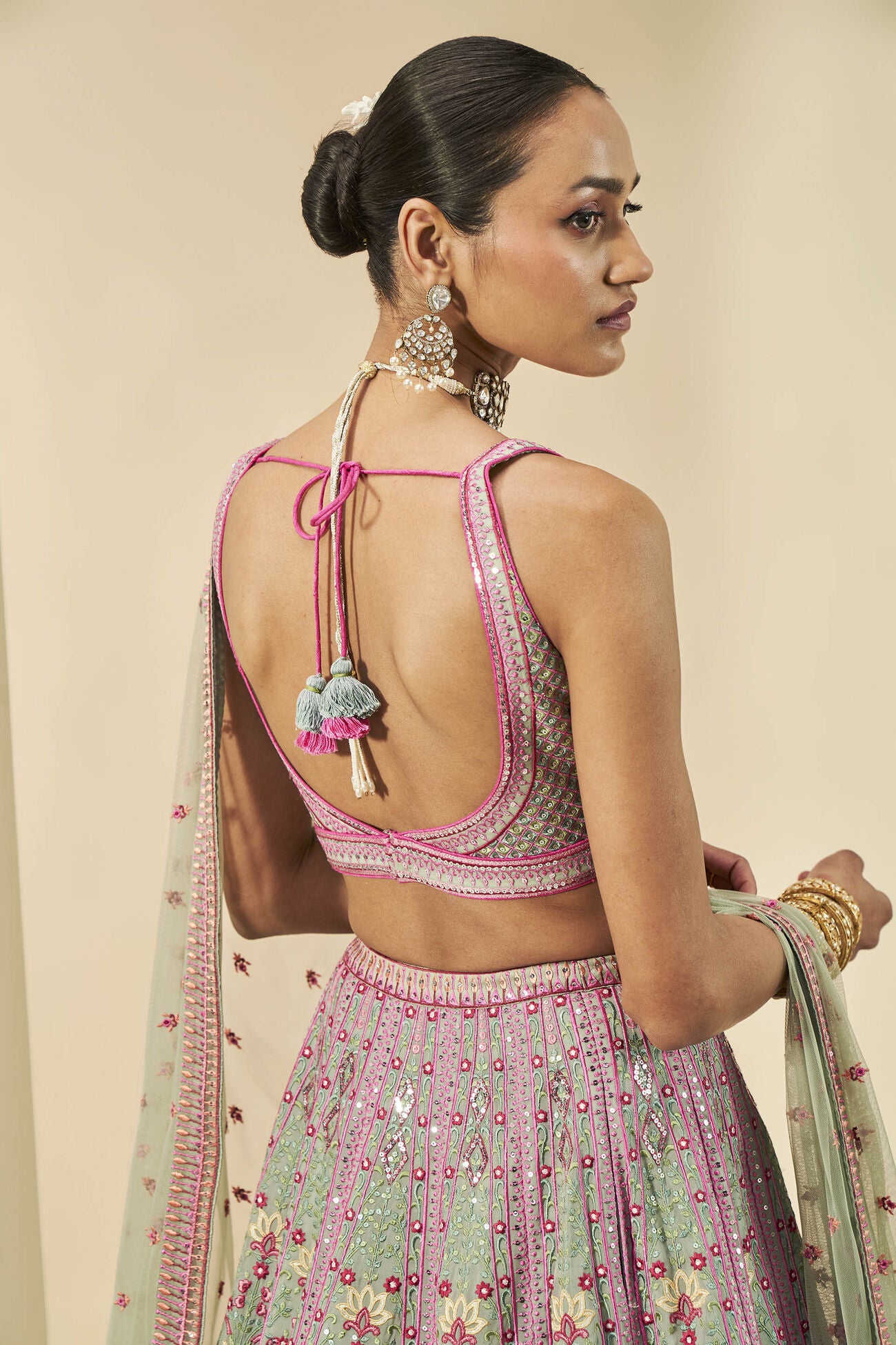 AASHIRYA EMBROIDERED LEHENGA SET - SAGE