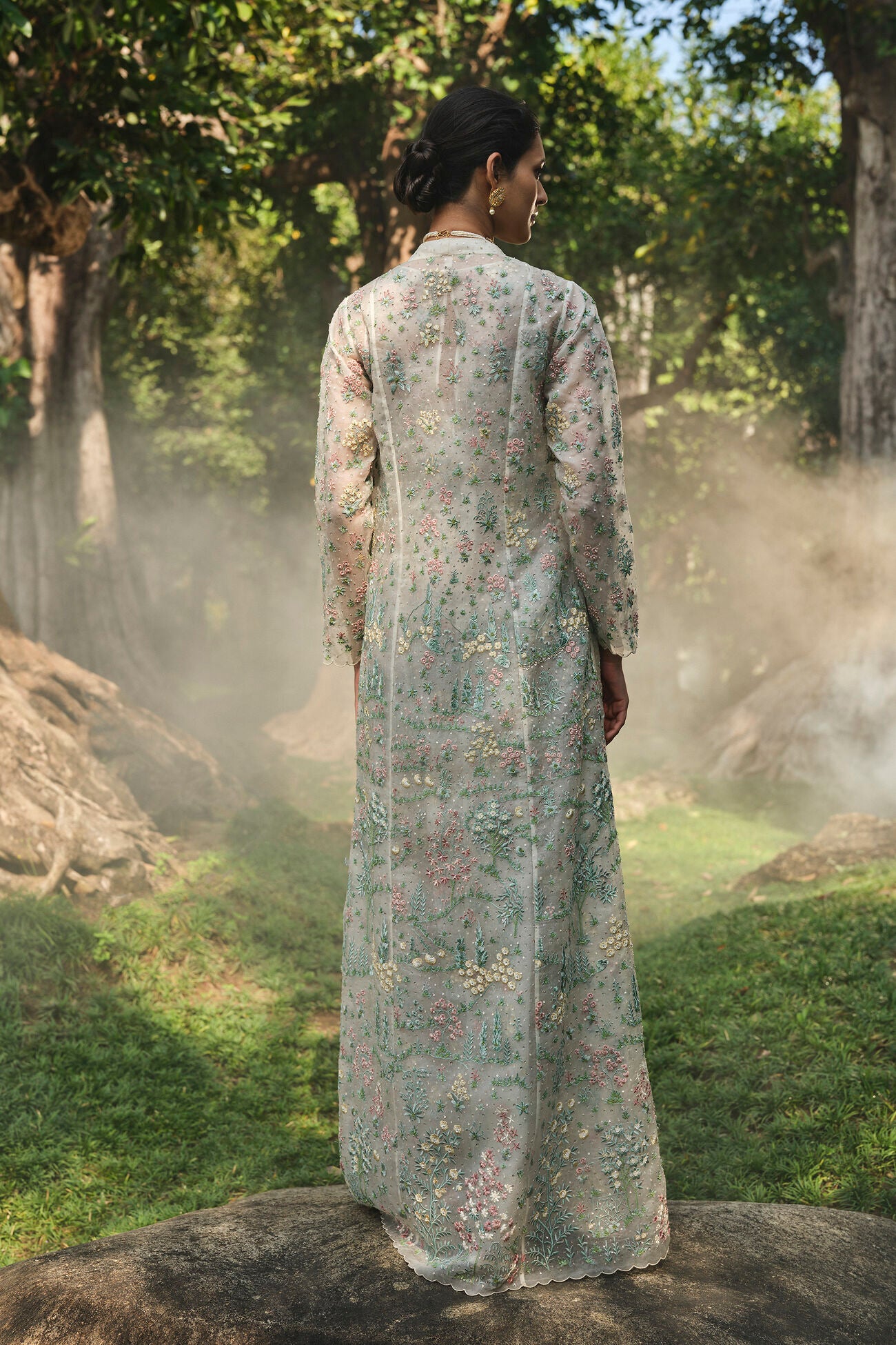 Sequoia Embroidered Silk Jacket Set - Ivory