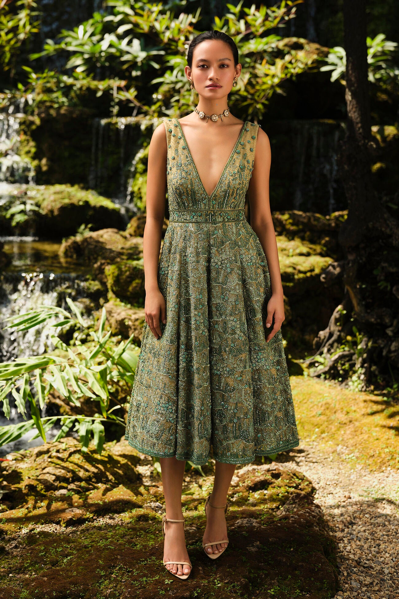 Grassland Embroidered Dress - Green Custom Grassland Embroidered Dress - Green Custom