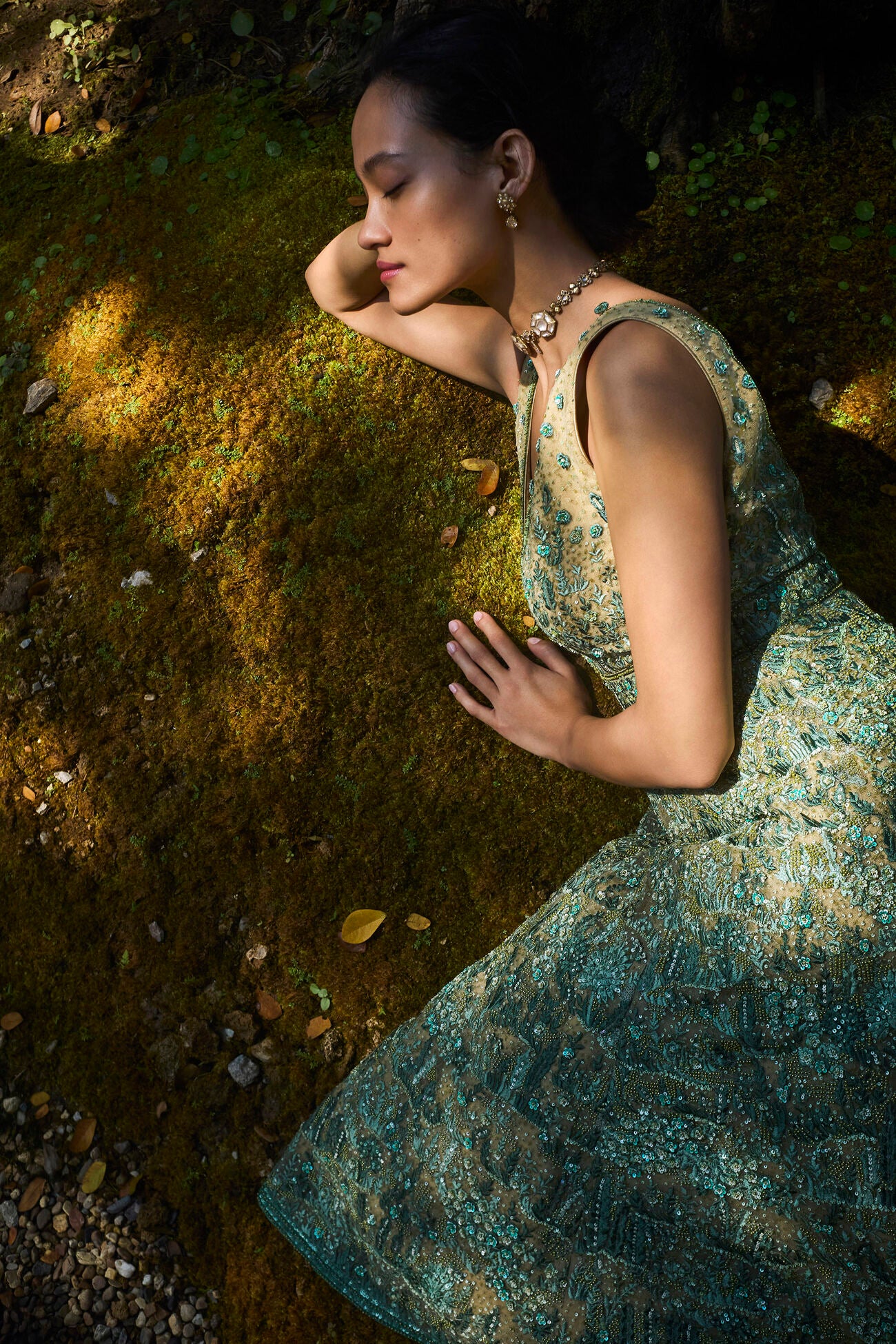 Grassland Embroidered Dress - Green