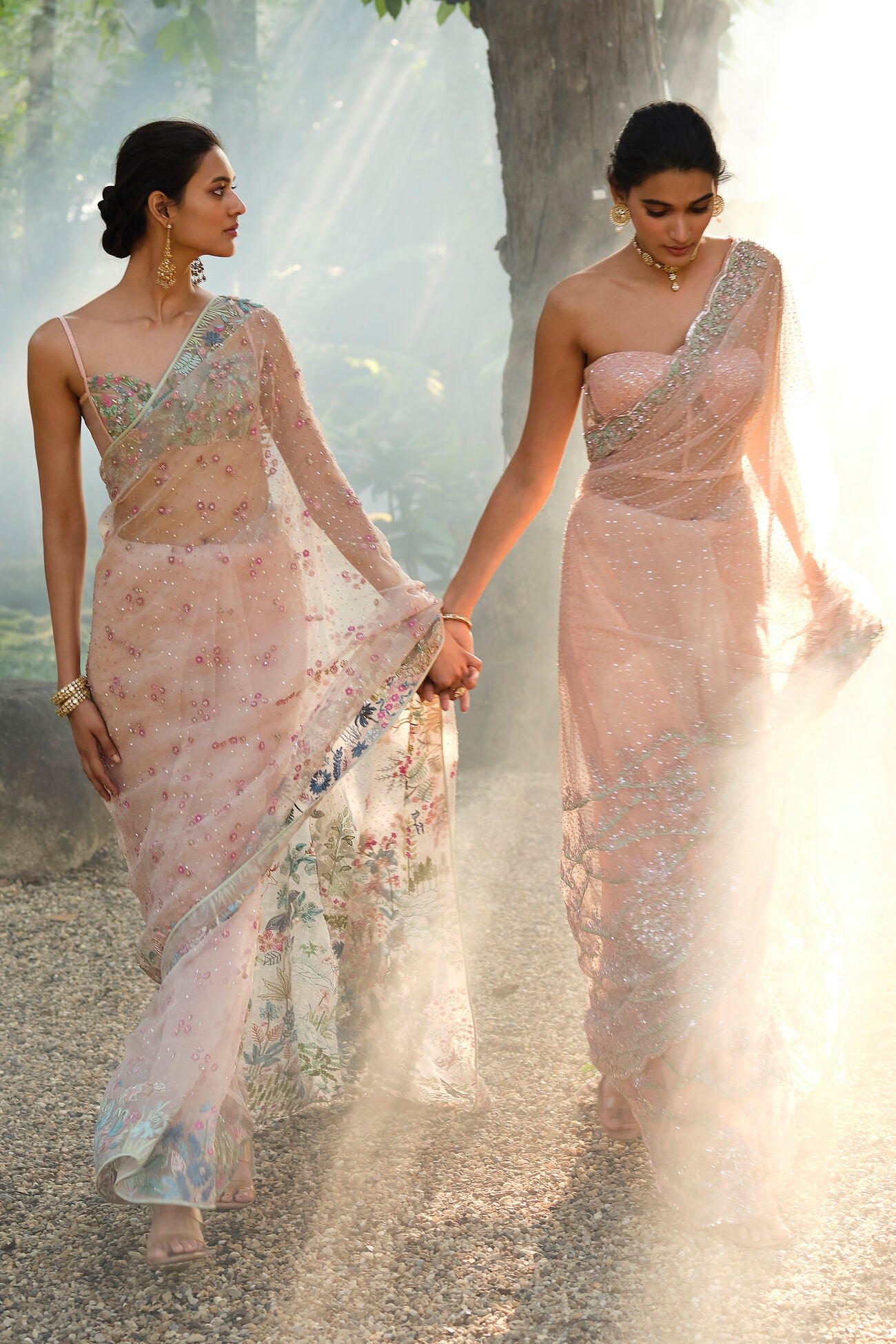 Bluma Embroidered Silk Saree - Blush