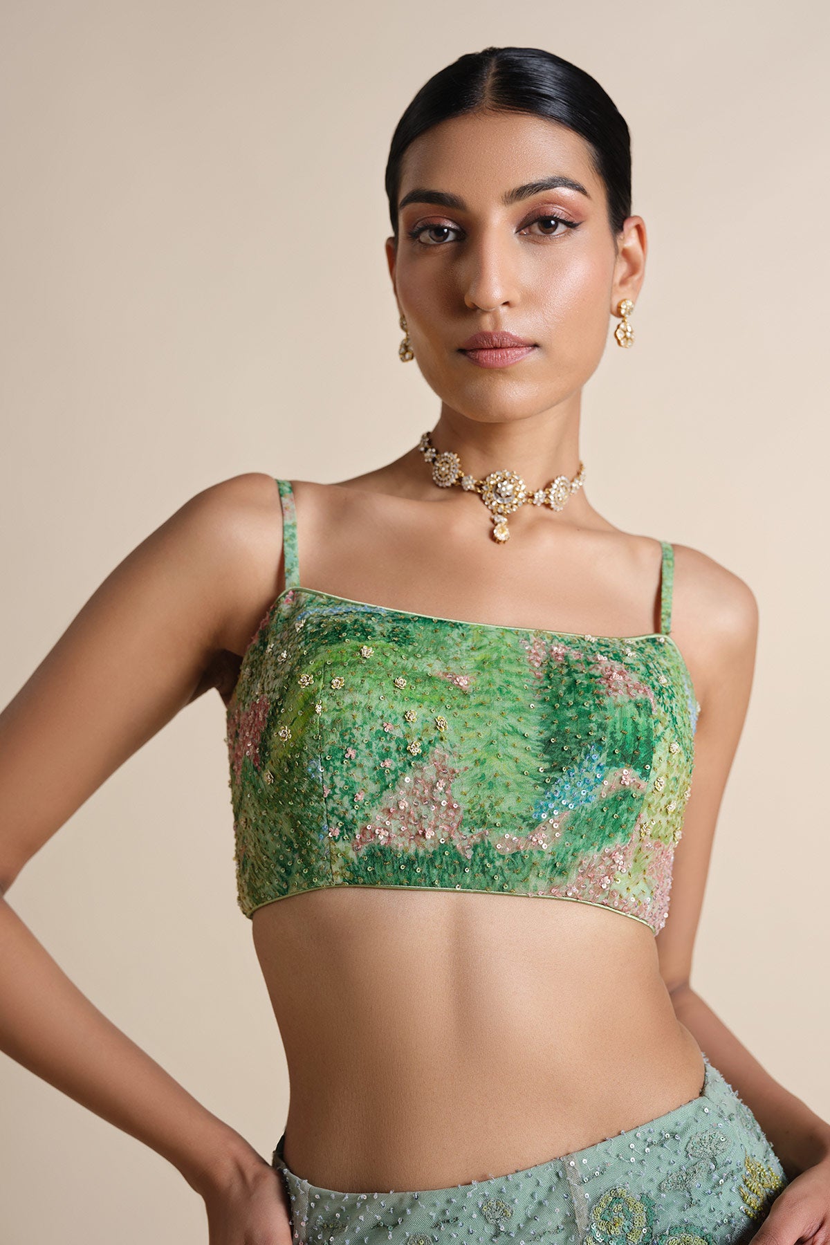 The Liveforest Embroidered Choli - Green