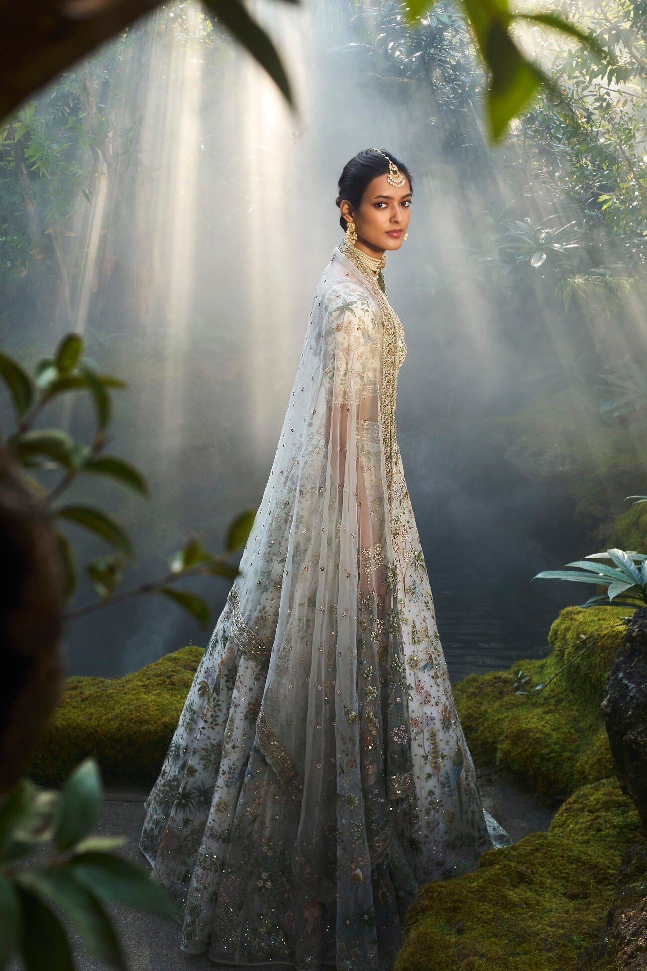 Eartha Hand-painted Pichhwai Silk Lehenga Set - Ivory